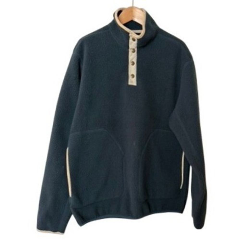 Slate & Stone Mens Fleece Snap Pullover Jacket Teal Blue Small